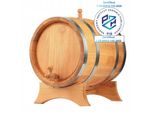 Barile Di Quercia 3L In Legno Naturale - Barile Per Whisky, Barile Per Vino, Decorazione Per Barile In Legno - Quercia Marrone Chiaro, Con Supporto E Rubinetto - Regalo Per Bar E Casa