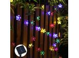 Luci Solari Per Fiori Da Esterno, 100 Led, 12 M, Multicolore, 8 Modalità Di Illuminazione, Alimentate A Led Per Terrazza, Giardino, Festa, Matrimonio, Colorate