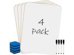 4 X Lavagna Bianca Piccola 21 Cm 30 Lavagna Bianca A4 Dry Wipe Mini Lavagne, Penne Bifacciali Gomme, Portatile Scuola Ufficio Casa