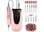 Madenia Fresa Per Unghie Professionale A Batteria 35000 Giri/Minuto Lima Elettrica Set Manicure Pedicure Unghie Acriliche Display Digitale, 11 Pezzi, Rosa