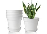 T4U 19 Cm Vaso Di Plastica Per Fiori, Set Di 6 Vasi Per Piante Erbacee Con Fori Di Drenaggio Multipli, Pianta Rotonda Da Balcone Per Piante Grasse K