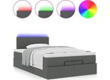 Syfax™ Pouf Letto Con Materasso E Led Grigio Scuro 120X190 Cm Tessuto