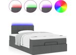 Syfax™ Pouf Letto Con Materasso E Led Grigio Scuro 120X190 Cm Tessuto