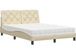 Syfax™ Letto Con Materasso Crema 140X19 Cm In Tessuto