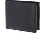Oxmox Pelle Portafoglio Leather Rfid Protect QuerscheinböRse Freedom Cross Embossed Black Nero