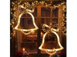 Led Natale Stella Finestra Luci 2 Pezzi Bianco Caldo Led Campana Luci Finestra Fata Luci Appeso Batteria Porta Di Natale Casa Party Decorazione