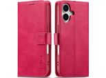 Custodia Per Iphone 17 Custodia Flip In Pelle Con Chiusura Magnetica E Supporto, Custodia Protettiva Rosa Caldo