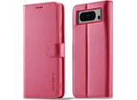 Custodia Per Google Pixel 8 Pro In Pelle Con Chiusura Magnetica E Supporto, Custodia Protettiva Rosa Caldo