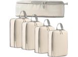 Edibazzar | Set Di Organizer Per Valigie Da 4 Pezzi, Beige, Con Chiusura A Zip