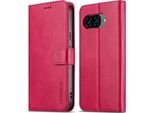 Custodia Per Google Pixel 9A Custodia Flip In Pelle Con Chiusura Magnetica E Supporto, Custodia Protettiva Rosa Caldo