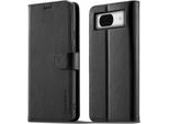 Custodia Per Google Pixel 7A In Pelle Con Chiusura Magnetica E Supporto, Custodia Protettiva Nera