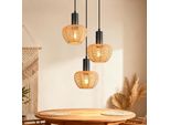 Zmh Lampada A Sospensione A 3 Fiamme Lampada Da Tavolo In Rattan Lampada A Sospensione Intrecciata Retrò Paralume Corda Di Canapa E27 Lampada A Sospensione (Senza Lampadina)