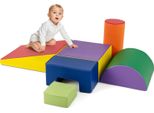 Costway 6 Pcs. Blocchi Da Costruzione In Schiuma, Blocchi Da Costruzione Giganti, Blocchi Da Costruzione In Schiuma Morbida, Blocchi Da Costruzione Grandi Multicolore, Blu+Viola