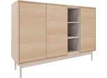 Selsey Layen - Credenza A 3 Ante Con Tre Vani A Giorno Effetto Rovere/Grigio Cashmere, 138 Cm