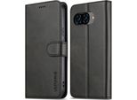 Custodia Per Google Pixel 9A In Pelle Con Chiusura Magnetica E Supporto, Custodia Protettiva Nera
