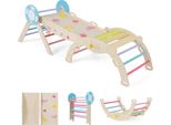 Set Di 3 Strutture Da Arrampicata Per Interni Costway, Triangolo Pieghevole Con Scivolo, Arco Di Arrampicata, Rampa Bifacciale E Set Di Blocchi Da Costruzione Inclusi, Per Bambini Da 1+