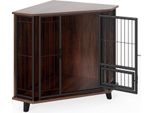 Costway Gabbia Angolare Per Cani, Cuccia Per Cani Con Porta Chiudibile E 3 Gambe In Legno, Cassa Per Cani Di Piccola E Media Taglia 60 X 60 X 71,5 Cm Marrone