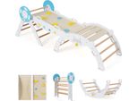 Set Di 3 Strutture Da Arrampicata Per Interni Costway, Triangolo Pieghevole Con Scivolo, Arco Di Arrampicata, Rampa Bifacciale E Set Di Blocchi Da Costruzione Inclusi, Per Bambini Da 1+