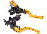 1 Coppia 7/8" (22 Mm) Universale Moto Freno Frizione Cilindro Maestro Serbatoio Leva Oro"