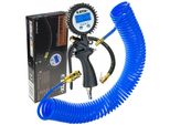 Pistola Di Pressione Per Pneumatici Stix PSAIR-1 Con Manometro Digitale 0-18 Bar E Tubo Flessibile A Spirale Inpoliuretanoda 10 M 8/5 Mm