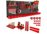 Pannello Porta Attrezzi + 13 Scatole E Supporti 116X39 Cm Per Officina Garage