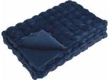 Vidaxl Coperta In Pelliccia Di Coniglio Blu Navy 150 X 220 Cm Poliestere