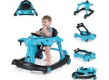 Costway Girello 6 In 1, Girello Con Altezza E Velocità, Girello Con Carillon E Vassoio Per La Pappa, Girello Da 6 Mesi, Blu