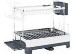 Scolapiatti A 2 Livelli Costway, Scolapiatti Da 57X32X39,5 Cm Con Cesto Per Stoviglie E Portaposate Rimovibile, Beccuccio Estensibile A 360°