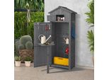 Costway Capanno Da Giardino In Legno, Capanno Per Attrezzi Resistente Alle Intemperie, Capanno Per Attrezzi Con Tavolo Pieghevole, Porta E 8 Ganci, Capanno In Legno Con Tetto Spiovente, Capanno Per Attrezzi Grigio