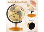 Mappamondo Costway 14 Cm, Mappa Inglese, Ruotabile A 360°, Mappamondo Con Base In Legno, Mappamondo Geografico Per La Scuola, Mappamondo Decorativo, Mappamondo Retrò (Marrone)