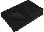 Vidaxl Coperta In Pelliccia Di Coniglio Nero 220 X 240 Cm Poliestere