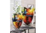 Bodenvase CASABLANCA BY GILDE Dekovase Classico, bunt, B:35cm H:58cm T:10,5cm, Glas, Metall, Vasen