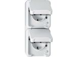 Merten MEG2328-8019 Presa Doppia Con Contatto Di Terra, Disposta Verticalmente Con Brs, Bianco Polare, Aquastar