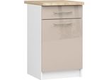 Armadio Oliwia S50 Con Frontali Lucidi Bianchi E Cappuccino E Piano Di Lavoro 50X60 Cm