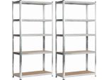 Akord Scaffale In Metallo 5 Ripiani Argento 90X40X180 Cm