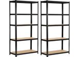 Akord Scaffale Metallico A 5 Ripiani Nero 90X40X180 Cm