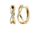 Paar Creolen Jobo, Gelb (Gelbgold 585), Ohrringe, Damen, Si = Kleine EinschlüSse, Diamanten Gelbgold 585, Diamanten, Gelbgold 585, 585 Gold Mit 10 Diamanten