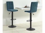 The Living Store Sgabello Da Bar 2 Pezzi. Velluto Blu