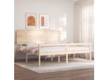 The Living Store Letto Senior Con Testiera 200X200 Cm In Legno Massiccio