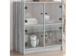 Vidaxl Mobile Laterale Con Ante In Vetro Grigio Sonoma 68X37X75,5 Cm