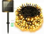 Luci Solari Da Esterno, 12 M, 120 Led Bianco Caldo, Da Esterno, IP65, Resistente Alle Intemperie, 8 Modalità Giardino, Patio, Cortile, Festa, Albero Di Natale, Finestra, &Amp
