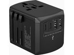 Xoopar, Adattatore Da Viaggio 2× Usb + 2× USB-C 15W Ue/Uk/Usa/Au, Nero