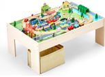 Vevor Tavolo Attività In Legno, 84 Pezzi, Con Contenitore Pieghevole, Set Ferroviario 3 In 1 Per Giocare, Dipingere, Leggere, Mangiare, Set Di Giocattoli Creativi Per Bambini A Partire Dai 3 Anni Di Età