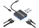 Hub Usb-C 2X Hdmi 4K 60Hz Pd 100W Usb 3.2 Lan Rj45 Adattatore Trasferimento 7In1 Reagle