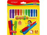 Pennarelli Triangolari Lavabili 12 Colori Keyroad Capfix