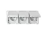 Merten MEG2390-8019 Presa A Tre Vie Con Contatto Di Terra, Disposizione Orizzontale Con Protezione Tattile, Bianco Polare, Aquastar