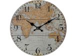 Orologio Da Parete Rebecca Mobili Con Stampa Del Mondo In Legno Marrone E Grigio Ø 33,8 Cm