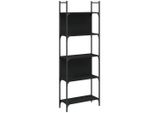 Libreria 5 Ripiani Nero 60,5X24X166,5 Cm Materiale A Base Di Legno