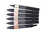 6 Winsor & Newton Promarker Skin Tones 1 Pennarello Per Layout, Colori Assortiti 1,0 - 2,0 Mm