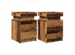 Syfax™ Comodini Con Led 2 Pz Legno Antico 35X39X55 Cm In Truciolato